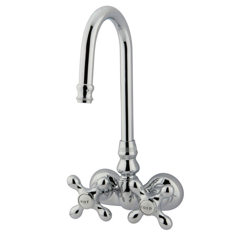 KINGSTON BRASS CC78T1 VINTAGE 3-3/8 INCH WALL MOUNT TUB FILLER IN POLISHED CHROME