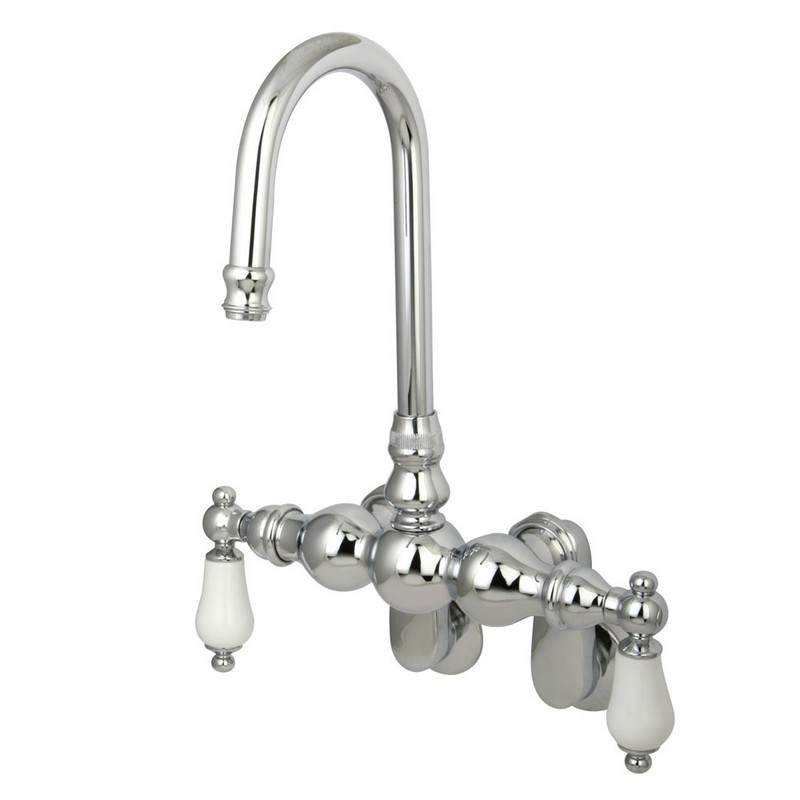 KINGSTON BRASS CC84T1 VINTAGE WALL MOUNT TUB FILLER WITH ADJUSTABLE CENTERS IN POLISHED CHROME