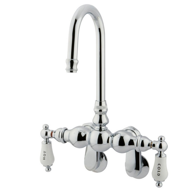 KINGSTON BRASS CC86T1 VINTAGE WALL MOUNT TUB FILLER WITH ADJUSTABLE CENTERS IN POLISHED CHROME