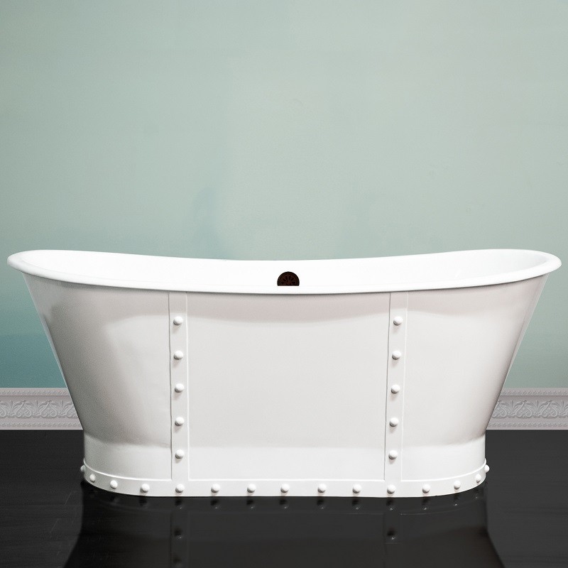 CAMBRIDGE PLUMBING DES67-PED CAST IRON 67 X 27 INCH DOUBLE ENDED SLIPPER TUB WITH NO FAUCET HOLES