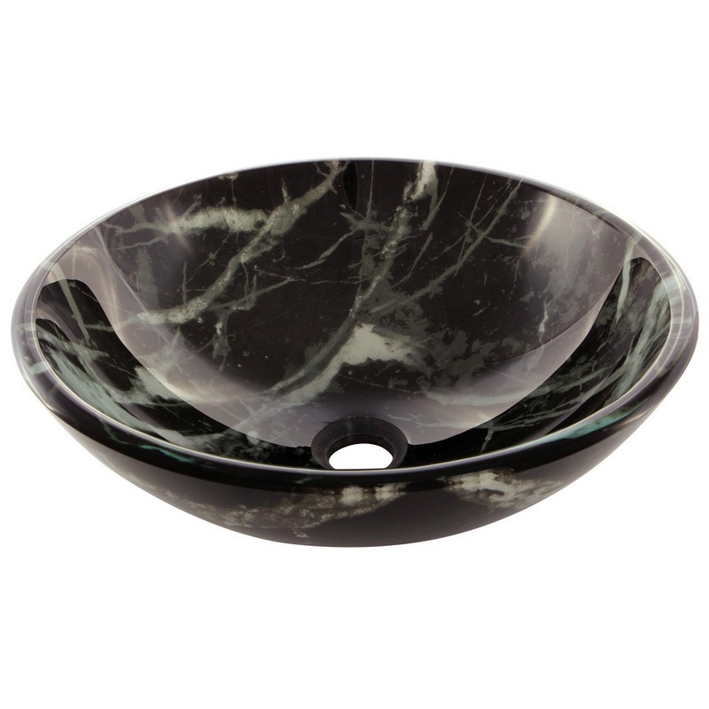KINGSTON BRASS EVSDLR1 CANYON MARBLE 16-1/2 INCH DIAMETER DOUBLE LAYER GLASS VESSEL BATHROOM SINK