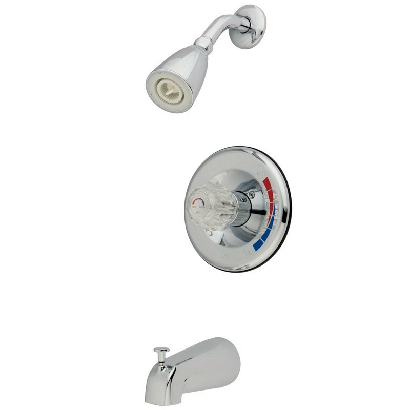 KINGSTON BRASS KB681 CHATHAM SINGLE ACRYLIC HANDLE TUB AND SHOWER FAUCET IN POLISHED CHROME