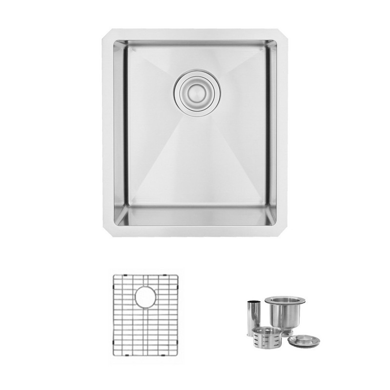 STYLISH S-309XG PEARL 16 INCH SINGLE BOWL UNDERMOUNT STAINLESS STEEL KITCHEN SINK WITH GRID AND STRAINER