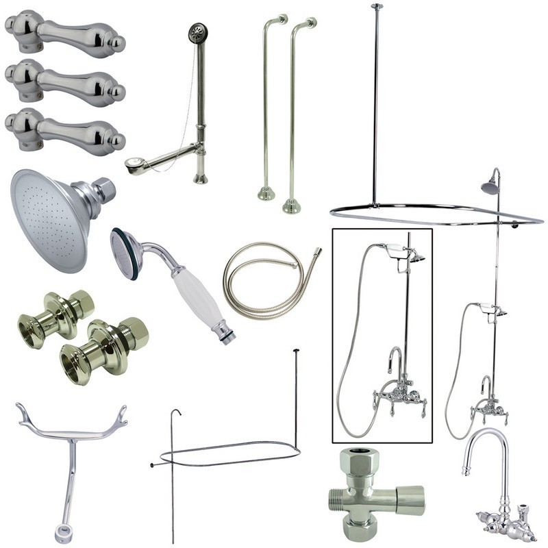 KINGSTON BRASS CCK214AL VINTAGE HIGH RISE GOOSENECK CLAWFOOT TUB AND SHOWER PACKAGE WITH METAL LEVER HANDLES