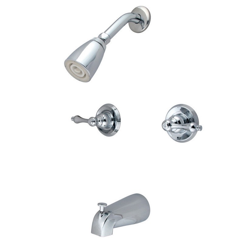 KINGSTON BRASS KB24AL MAGELLAN TWIN HANDLE TUB AND SHOWER FAUCET WITH DECOR LEVER HANDLE