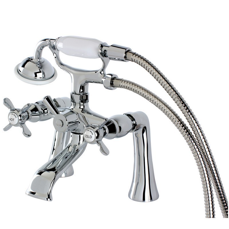 KINGSTON BRASS KS288 ESSEX 2-HANDLE DECK MOUNT CLAWFOOT TUB FAUCET WITH HAND SHOWER