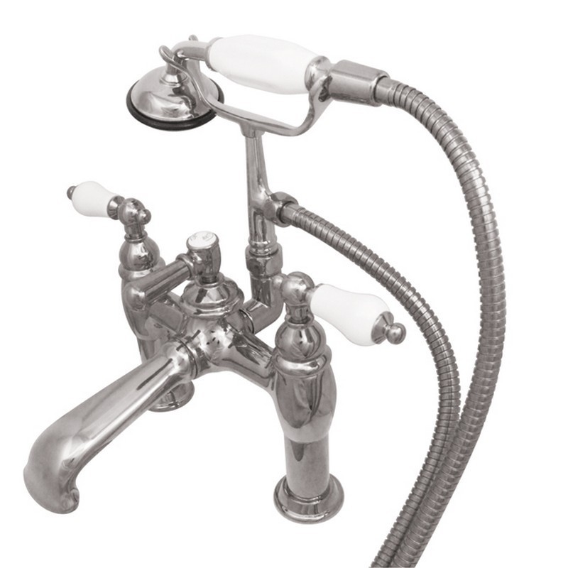 KINGSTON BRASS CC606T1 VINTAGE 7 INCH DECK MOUNT TUB FILLER WITH HAND SHOWER IN POLISHED CHROME