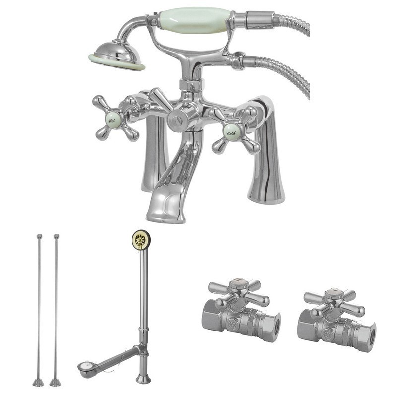 KINGSTON BRASS CCK268 VINTAGE DECK MOUNT CLAW FOOT FAUCET PACKAGE