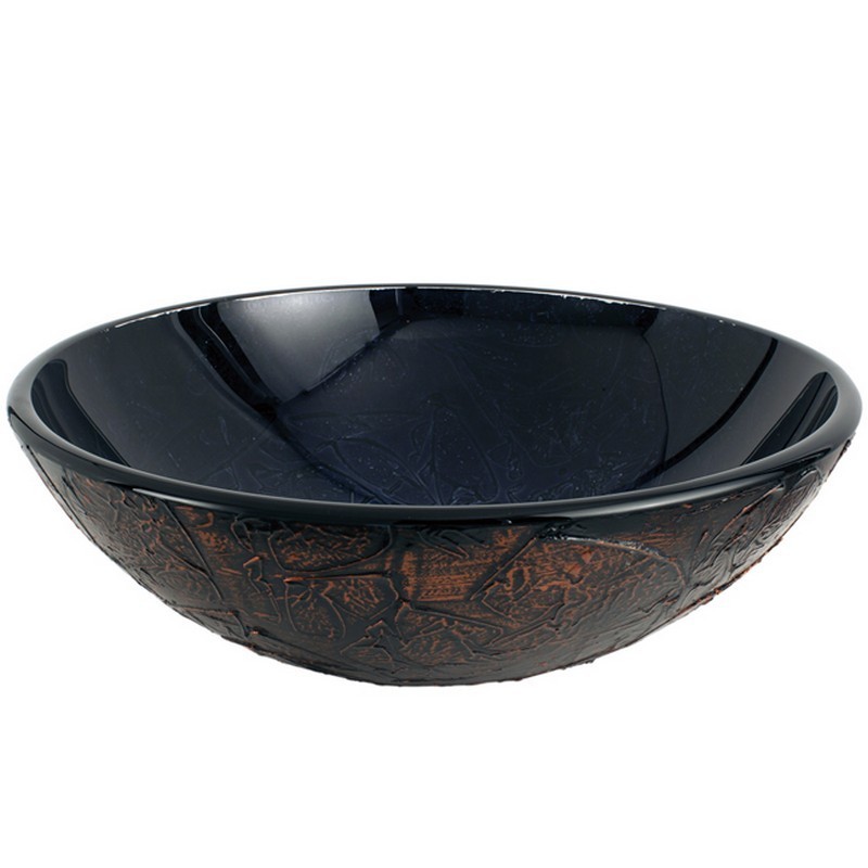 KINGSTON BRASS EVSPFH5 FAUCETURE ONYX 16-1/2 INCH DIAMETER ROUND GLASS VESSEL SINK IN ONYX