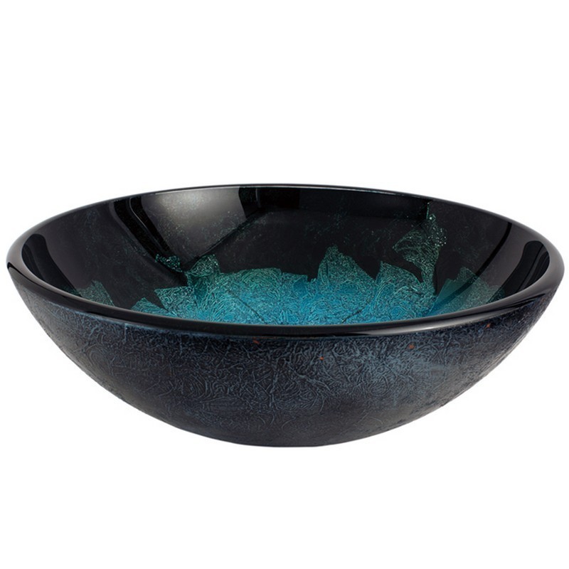 KINGSTON BRASS EVSPFH6 FAUCETURE TURQUOISE SPACE 16-1/2 INCH DIAMETER ROUND GLASS SINK IN TURQUOISE GREEN