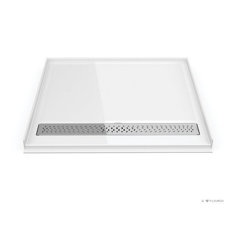 FLEURCO ABF3763AD-18-B ADAPTEK 38-1/2 X 63 INCH IN-LINE ZERO THRESHOLD BASE WITH 3 INTEGRATED TILE FLANGES AND LINEAR DRAIN COVER, NON LUCITE