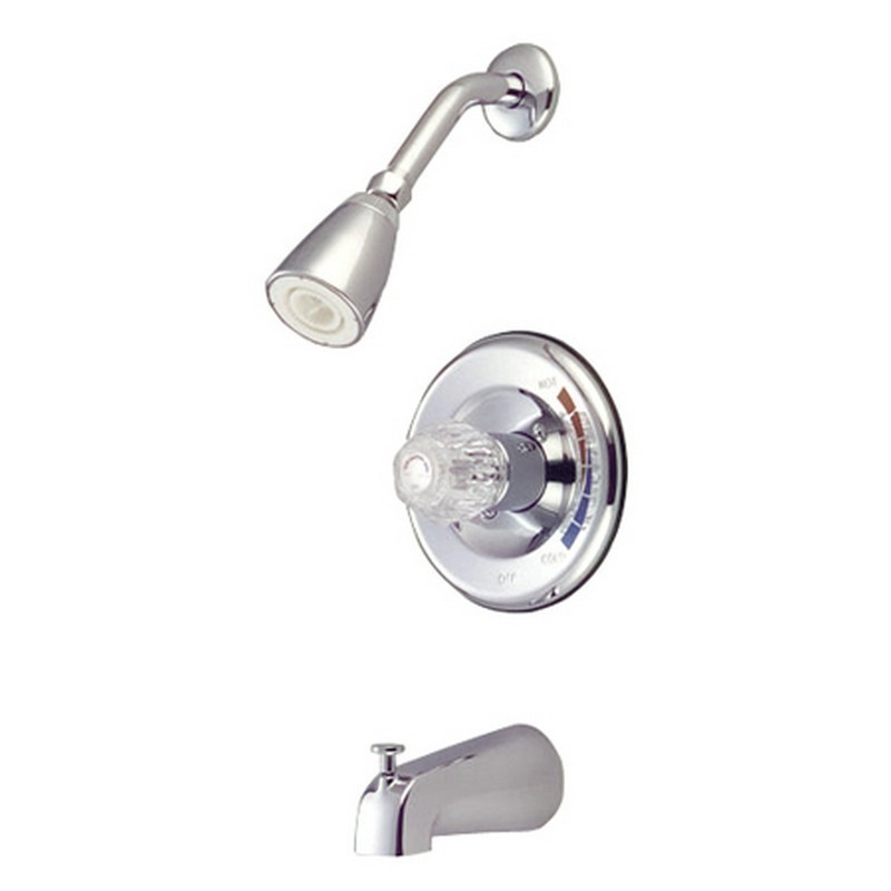 KINGSTON BRASS GKB681 CHATHAM WATER SAVING TUB AND SHOWER FAUCET WITH SINGLE ACRYLIC HANDLE IN CHROME
