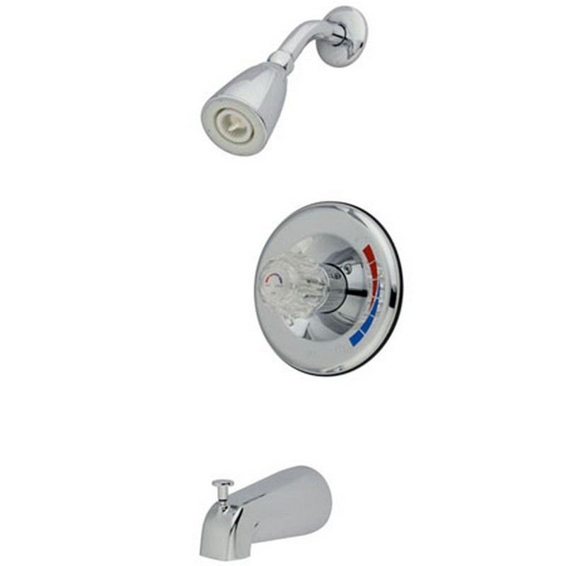 KINGSTON BRASS GKB681T CHATHAM WATER SAVING TUB AND SHOWER FAUCET TRIM ONLY WITH SINGLE ACRYLIC HANDLE IN CHROME