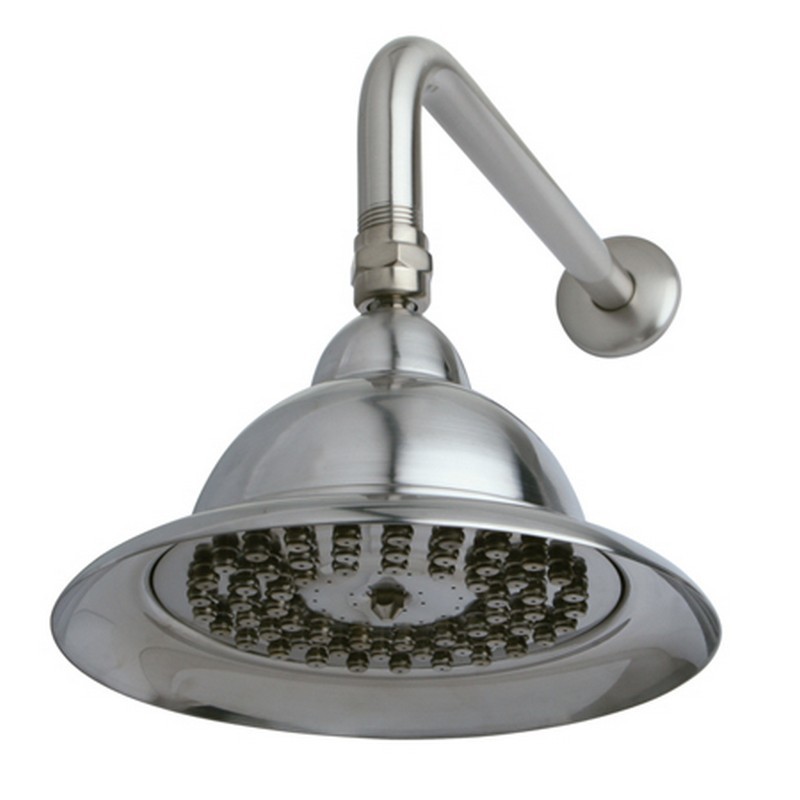 KINGSTON BRASS K306C8CK VINTAGE 6 INCH DIA. BELL SHAPE BRS SHOWER HEAD WITH 12 INCHSHOWER ARM COMBO IN SATIN NICKEL