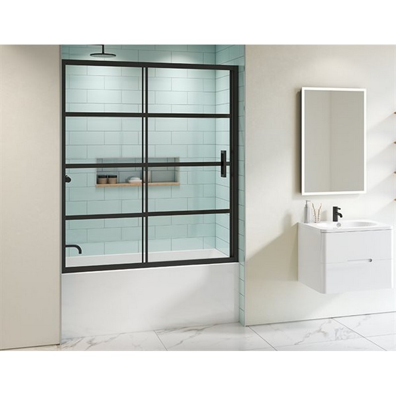 Matte Black Tub Enclosure Sliding Door, 43 Inch Sliding Shower Door