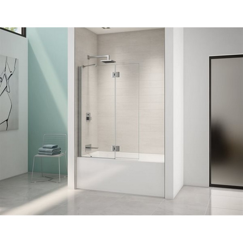 FLEURCO VMSXT24-40 SELECT MONACO 40-41 W X 59-1/2 H INCH WALK-IN SQUARE TOP SHOWER SHIELD WITH FIXED PANEL, SUPPORT BAR AND 3/8 INCH CLEAR GLASS