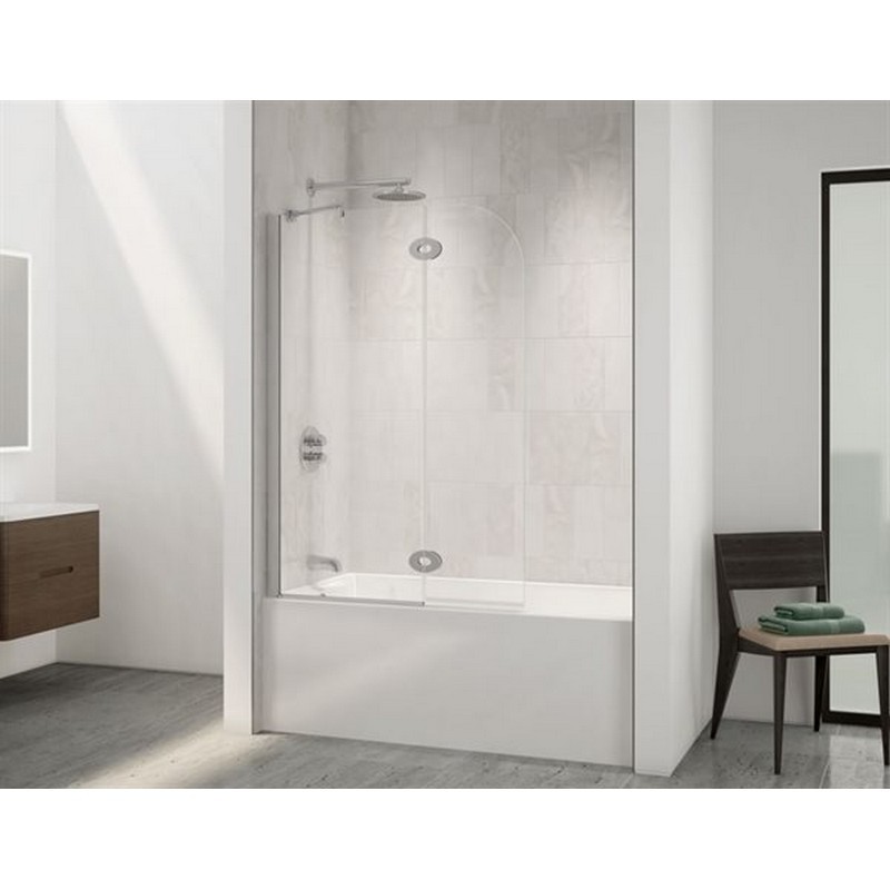 FLEURCO VQRXT24-40 SELECT MONACO 40-41 W X 59-1/2 H INCH WALK-IN ROUND TOP SHOWER SHIELD WITH FIXED PANEL, SUPPORT BAR AND 3/8 INCH CLEAR GLASS