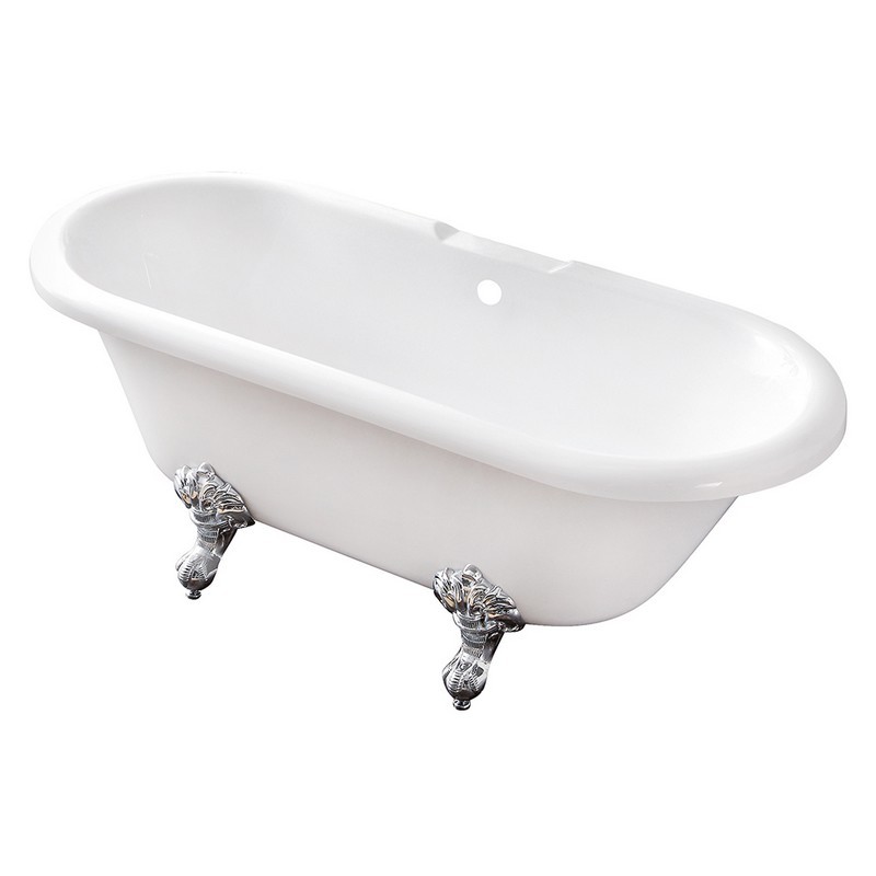 KINGSTON BRASS VTDS672924H AQUA EDEN DYNASTY 67 INCH ACRYLIC CLAWFOOT DOUBLE ENDED TUB WITHOUT DRILLINGS