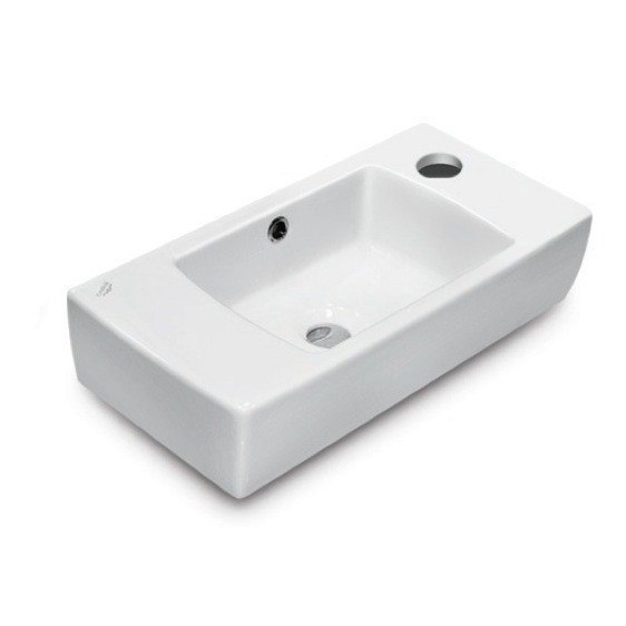 CERASTYLE 001500-U-ONE HOLE CITY 20 INCH RECTANGULAR WHITE CERAMIC WALL MOUNTED OR SELF-RIMMING BATHROOM SINK