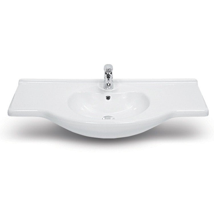 CERASTYLE 066700-U-ONE HOLE NIL 42 INCH RECTANGULAR WHITE CERAMIC WALL MOUNTED OR SELF-RIMMING BATHROOM SINK