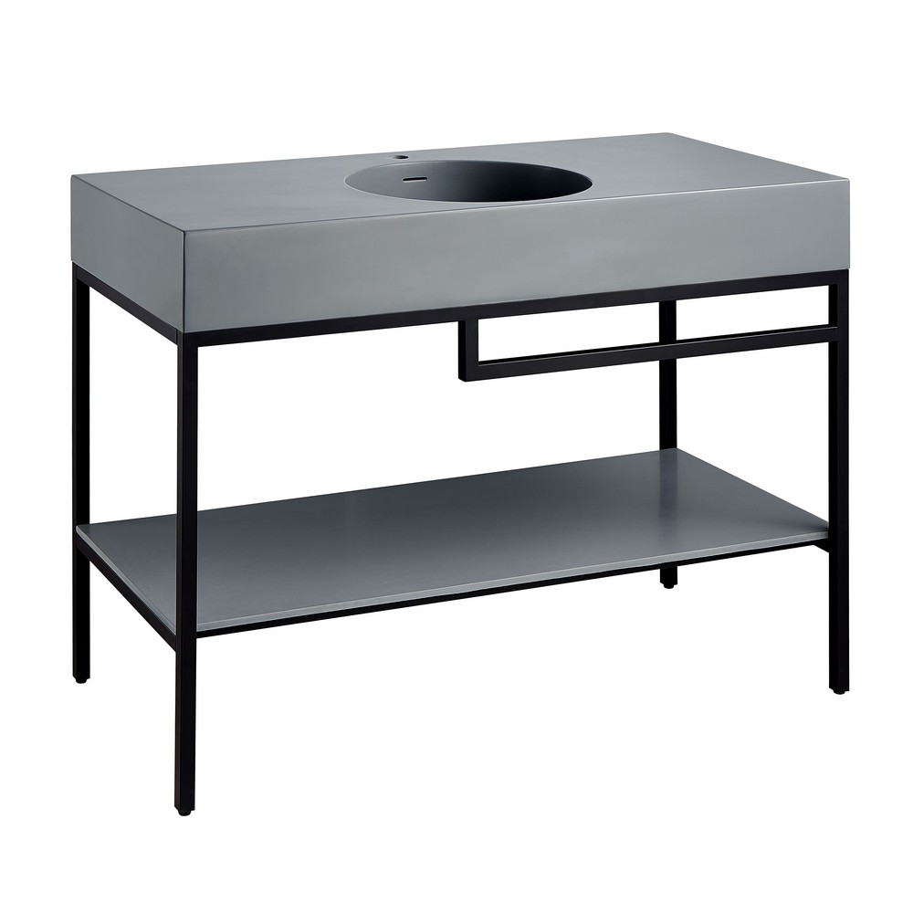 ANZZI CS-FGC002-MB SIENA 22 INCH RECTANGULAR CONSOLE SINK IN MATTE BLACK WITH MATTE GREY COUNTER TOP