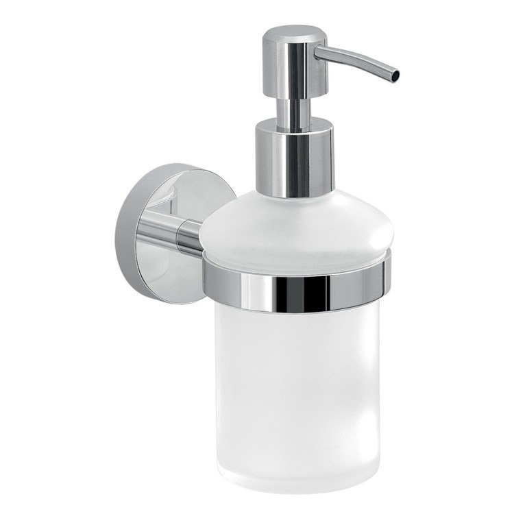 GEDY 2381-13 EROS FROSTED GLASS SOAP DISPENSER WITH WALL MOUNT