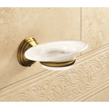 GEDY 7511-44 ROMANCE WALL MOUNTED FROSTED GLASS SOAP DISH WITH BRONZE MOUNTING