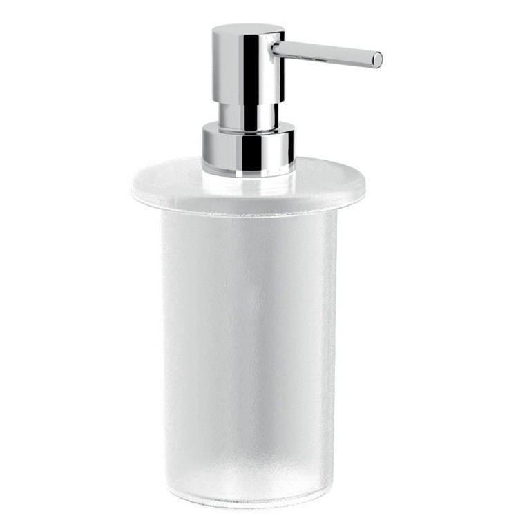 GEDY A155-S2 AZZORRE FROSTED GLASS SOAP DISPENSER WITH CHROME PUMP
