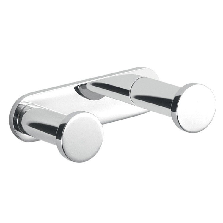 GEDY A226-13 CANARIE ROUND POLISHED CHROME BRASS DOUBLE BATHROOM HOOK