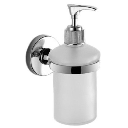 GEDY FE81-13 FELCE WALL MOUNTED ROUNDED FROSTED GLASS SOAP DISPENSER WITH CHROME MOUNTING