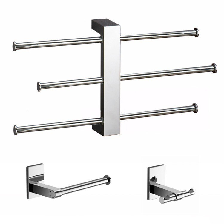 GEDY BR226 BRIDGE WALL MOUNTED 3 PC SET WITH ADJUSTABLE TOWEL RACK