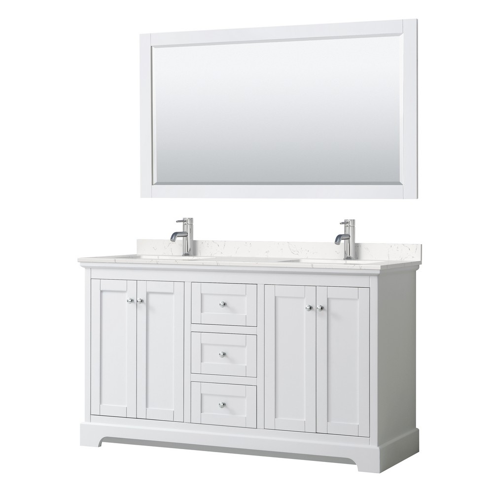 WYNDHAM COLLECTION WCV232360DM AVERY 60 INCH FREESTANDING DOUBLE SINK BATHROOM VANITY WITH COUNTER TOP