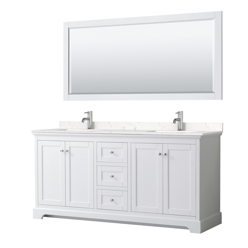 WYNDHAM COLLECTION WCV232372DM AVERY 72 INCH FREESTANDING DOUBLE SINK BATHROOM VANITY WITH COUNTER TOP