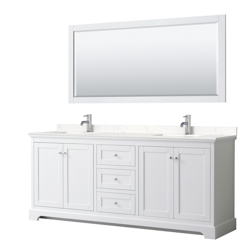 WYNDHAM COLLECTION WCV232380DM AVERY 80 INCH FREESTANDING DOUBLE SINK BATHROOM VANITY WITH COUNTER TOP