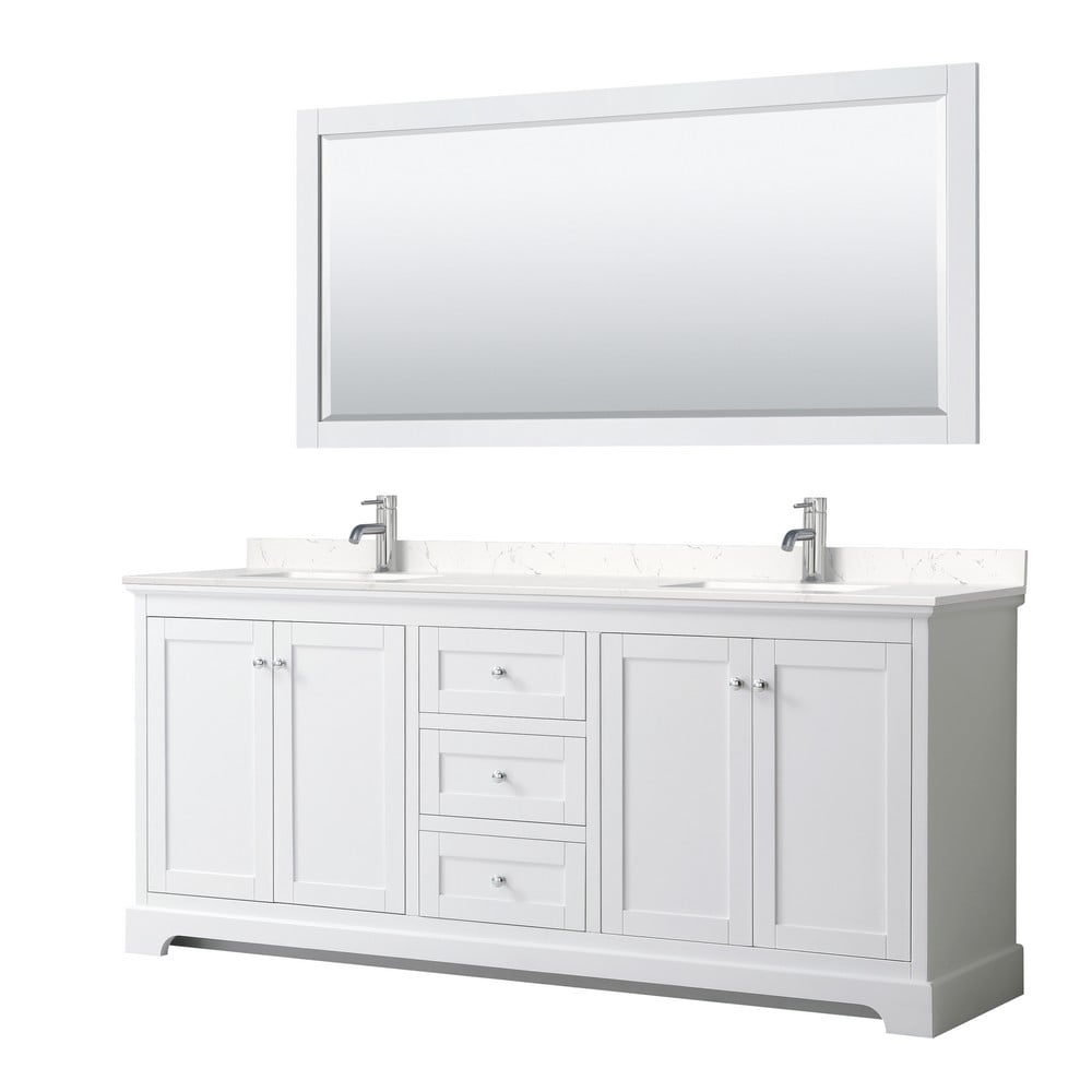 WYNDHAM COLLECTION WCV232380DM AVERY 80 INCH FREESTANDING DOUBLE SINK BATHROOM VANITY WITH COUNTER TOP