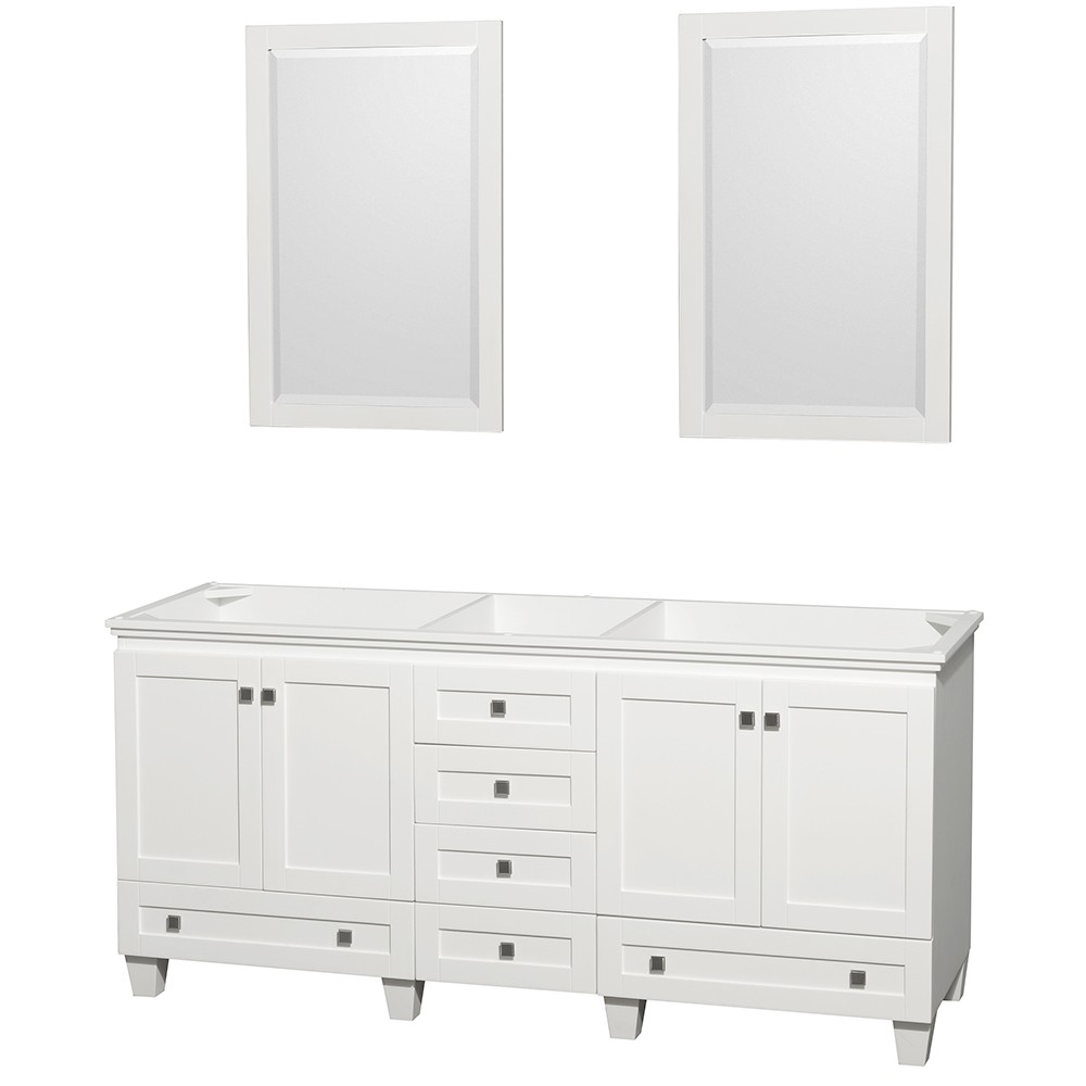 WYNDHAM COLLECTION WCV800072DWHCXSXXM ACCLAIM 71 INCH FREESTANDING DOUBLE SINK BATHROOM VANITY CABINET ONLY IN WHITE
