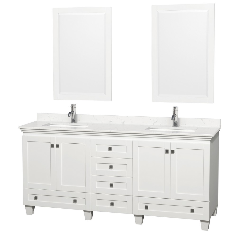 WYNDHAM COLLECTION WCV800072DWHM ACCLAIM 72 INCH FREESTANDING DOUBLE SINK BATHROOM VANITY IN WHITE WITH COUNTER TOP