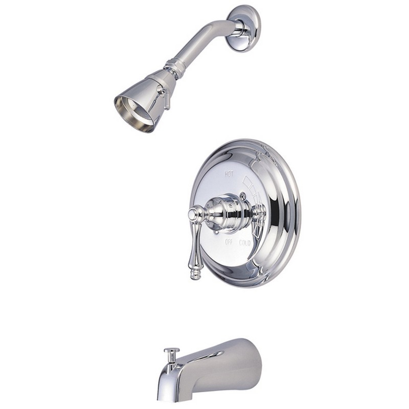 KINGSTON BRASS GKB363AL RESTORATION WATER SAVING RESTORATION TUB AND SHOWER FAUCET WITH LEVER HANDLES