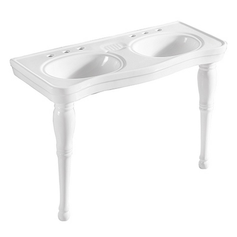 KINGSTON BRASS VPB1488 IMPERIAL 47.44 INCH DOUBLE BOWL SINK CONSOLE IN WHITE