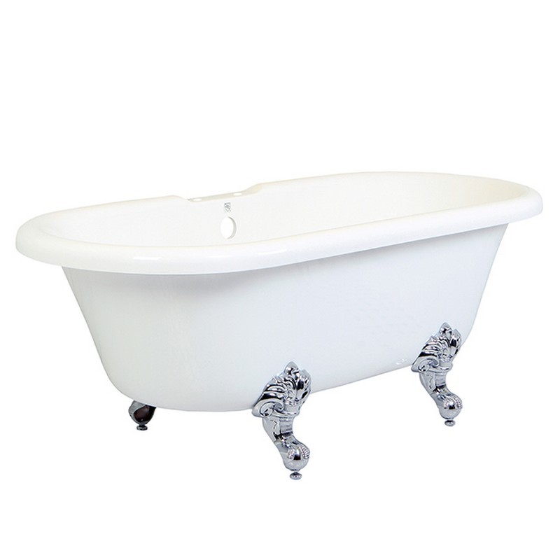 KINGSTON BRASS VT7DS672924H AQUA EDEN DYNASTY 67 INCH ACRYLIC CLAWFOOT DOUBLE ENDED TUB WITH 7 INCH DECK DRILLINGS