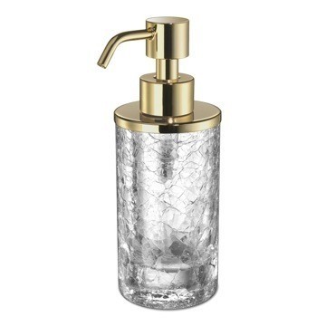WINDISCH 90461 MINIS ROUND CRACKLED CRYSTAL GLASS SOAP DISPENSER
