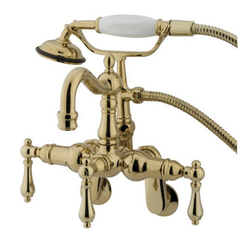 KINGSTON BRASS CC1301T VINTAGE WALL MOUNT TUB FILLER WITH ADJUSTABLE CENTERS AND HAND SHOWER