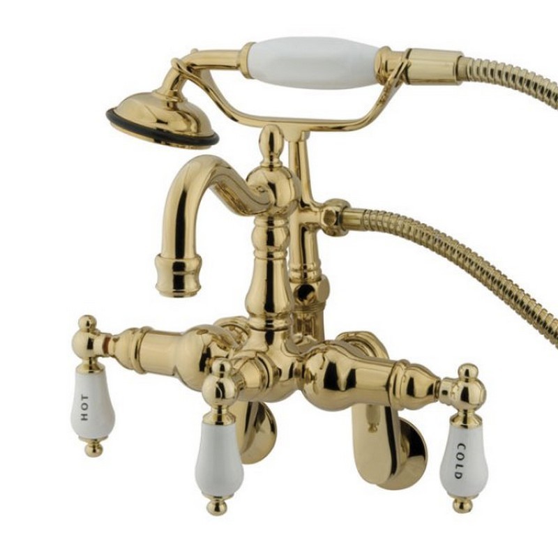 KINGSTON BRASS CC1303T VINTAGE WALL MOUNT TUB FILLER WITH ADJUSTABLE CENTERS AND HAND SHOWER