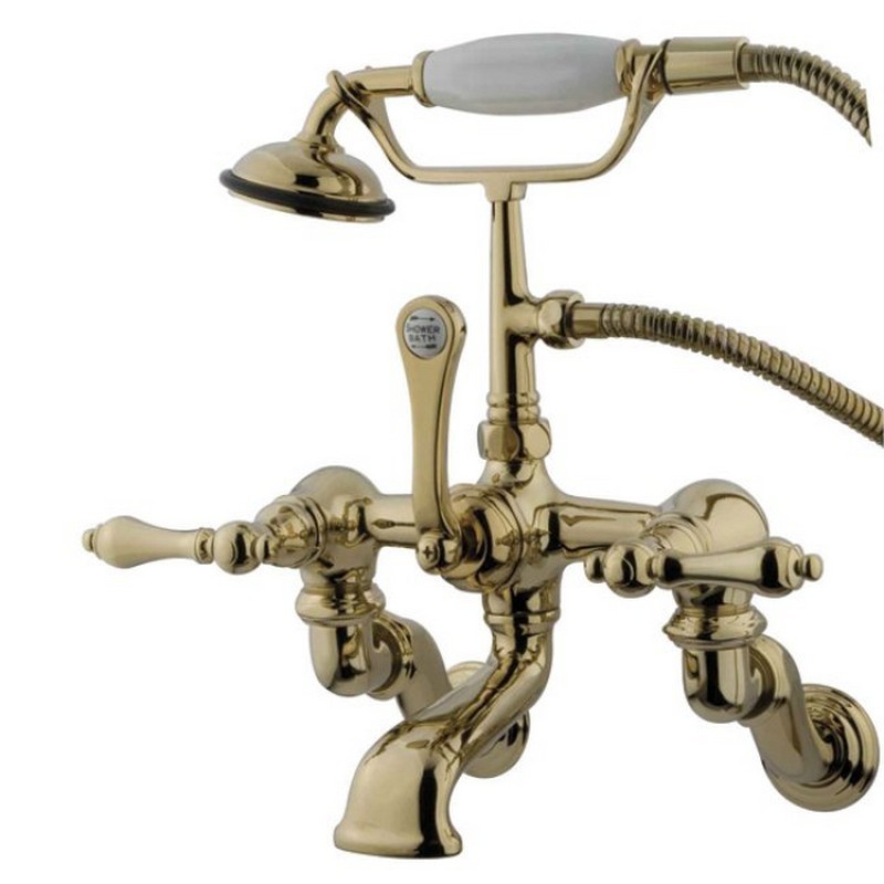 KINGSTON BRASS CC457T VINTAGE WALL MOUNT TUB FILLER WITH ADJUSTABLE CENTERS AND HAND SHOWER