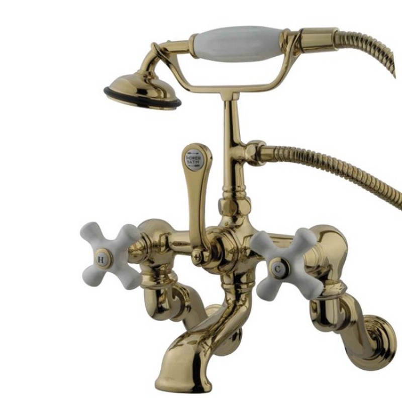 KINGSTON BRASS CC465T VINTAGE WALL MOUNT TUB FILLER WITH ADJUSTABLE CENTERS WITH HAND SHOWER