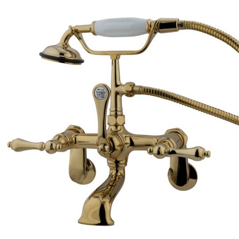 KINGSTON BRASS CC51T VINTAGE WALL MOUNT TUB FILLER WITH ADJUSTABLE CENTERS WITH HAND SHOWER