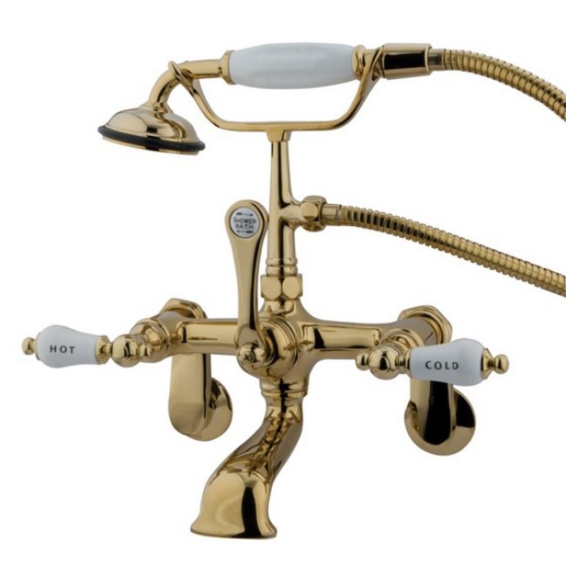 KINGSTON BRASS CC53T VINTAGE WALL MOUNT TUB FILLER WITH ADJUSTABLE CENTERS WITH HAND SHOWER