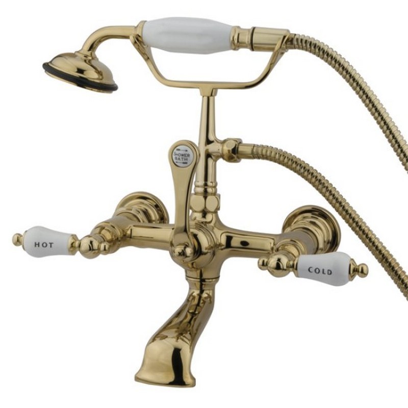 KINGSTON BRASS CC555T VINTAGE 7 INCH WALL MOUNT TUB FILLER WITH HAND SHOWER