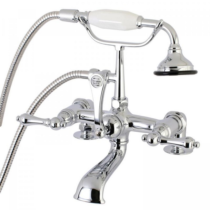 KINGSTON BRASS AE204T1 VINTAGE CLAWFOOT TUB FAUCET WITH HAND SHOWER IN CHROME