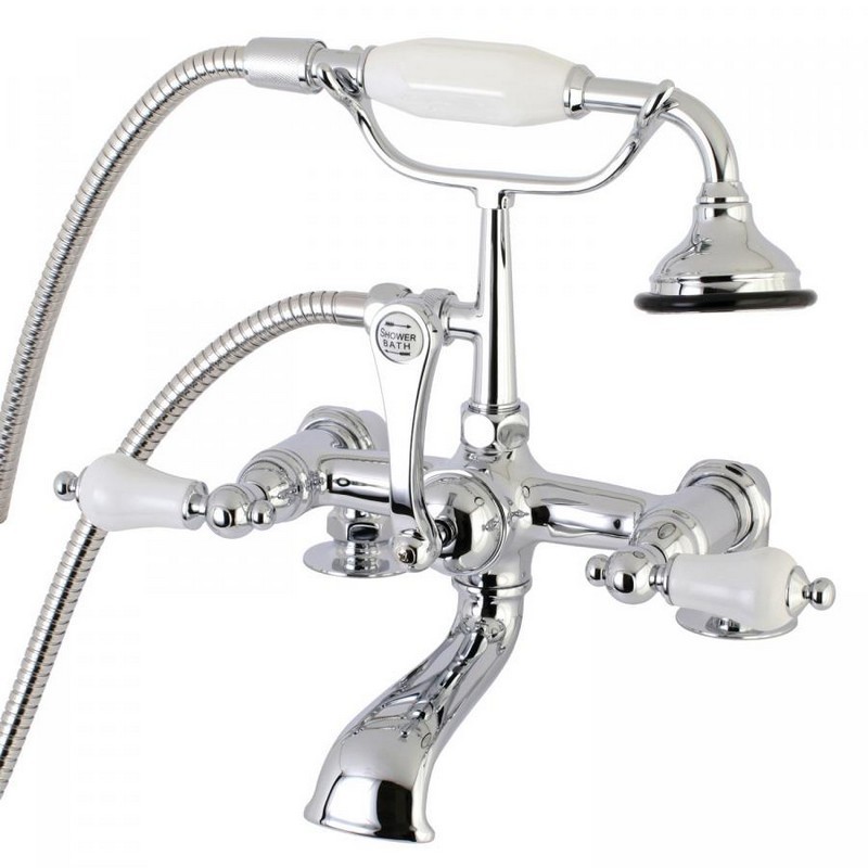KINGSTON BRASS AE206T1 VINTAGE CLAWFOOT TUB FAUCET WITH HAND SHOWER IN CHROME